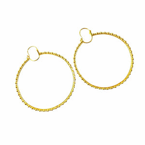 Twin Elegance Earrings Gold Cannon Buds Charm Hoops 18k sterling vermeil demi-fine jewelry