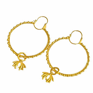 Twin Elegance Earrings Gold Cannon Buds Charm Hoops 18k sterling vermeil demi-fine jewelry