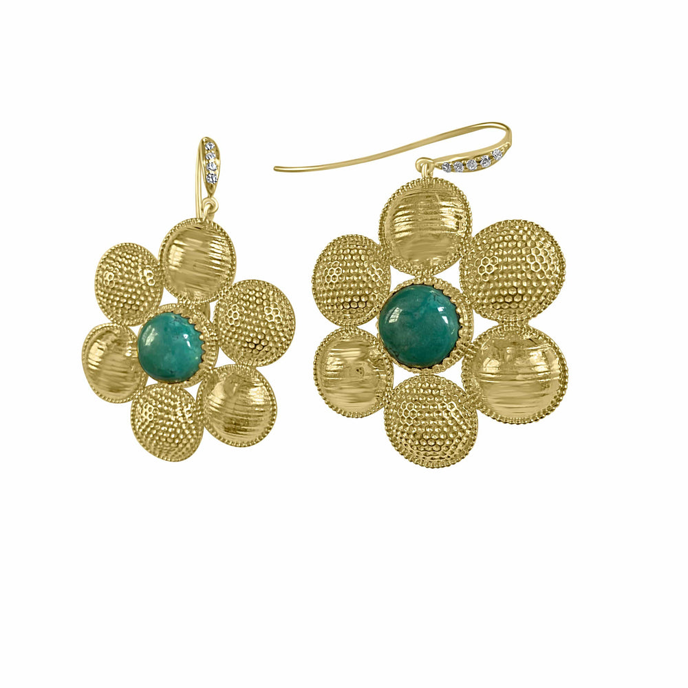 Twin Elegance Earrings Gold Forever Friends Serene Turquoise Circle Dangles 18k sterling vermeil demi-fine jewelry