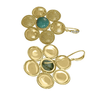 Twin Elegance Earrings Gold Forever Friends Serene Turquoise Circle Dangles 18k sterling vermeil demi-fine jewelry