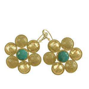 Twin Elegance Earrings Gold Forever Friends Serene Turquoise Circle Dangles 18k sterling vermeil demi-fine jewelry