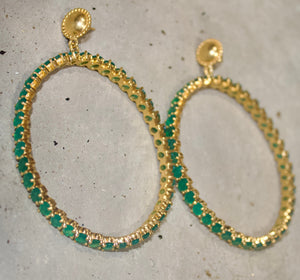 Twin Elegance Earrings Gold Tamra Green Onyx Hoop Earrings. 18k sterling vermeil demi-fine jewelry
