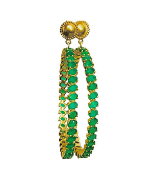 Twin Elegance Earrings Gold Tamra Green Onyx Hoop Earrings 18k sterling vermeil demi-fine jewelry