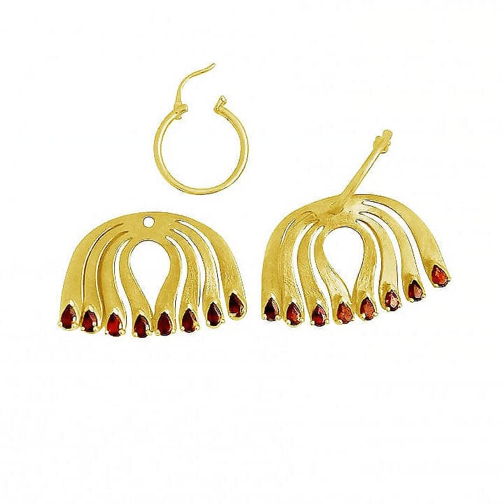 Twin Elegance Earrings Infinite Passion Garnet Peacock Hoop Set 18k sterling vermeil demi-fine jewelry