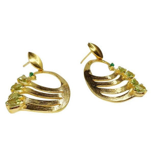 Twin Elegance Earrings Peridot Peacock Silhouette Earrings 18k sterling vermeil demi-fine jewelry